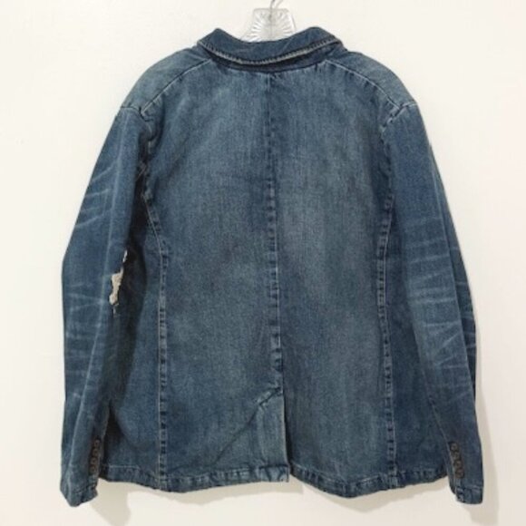 Lauren Ralph Lauren Lace Patchwork Denim Indigo Button Blazer Size 18W - Picture 3 of 7